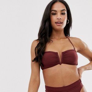 NWT Seafolly X ASOS Active V Wire Bandeau in Plum